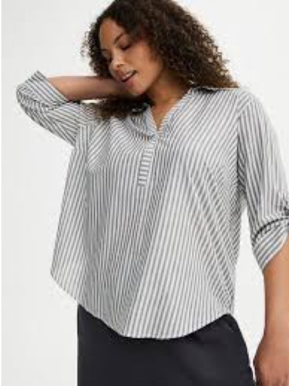 torrid women’s striped button down roll tab sleeve blouse